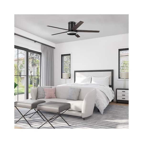 Graceshire, 52" Indoor/Outdoor Black Ceiling Fan with Ring Light, Remote Control, Dual Finish Blades, Reversible Motor