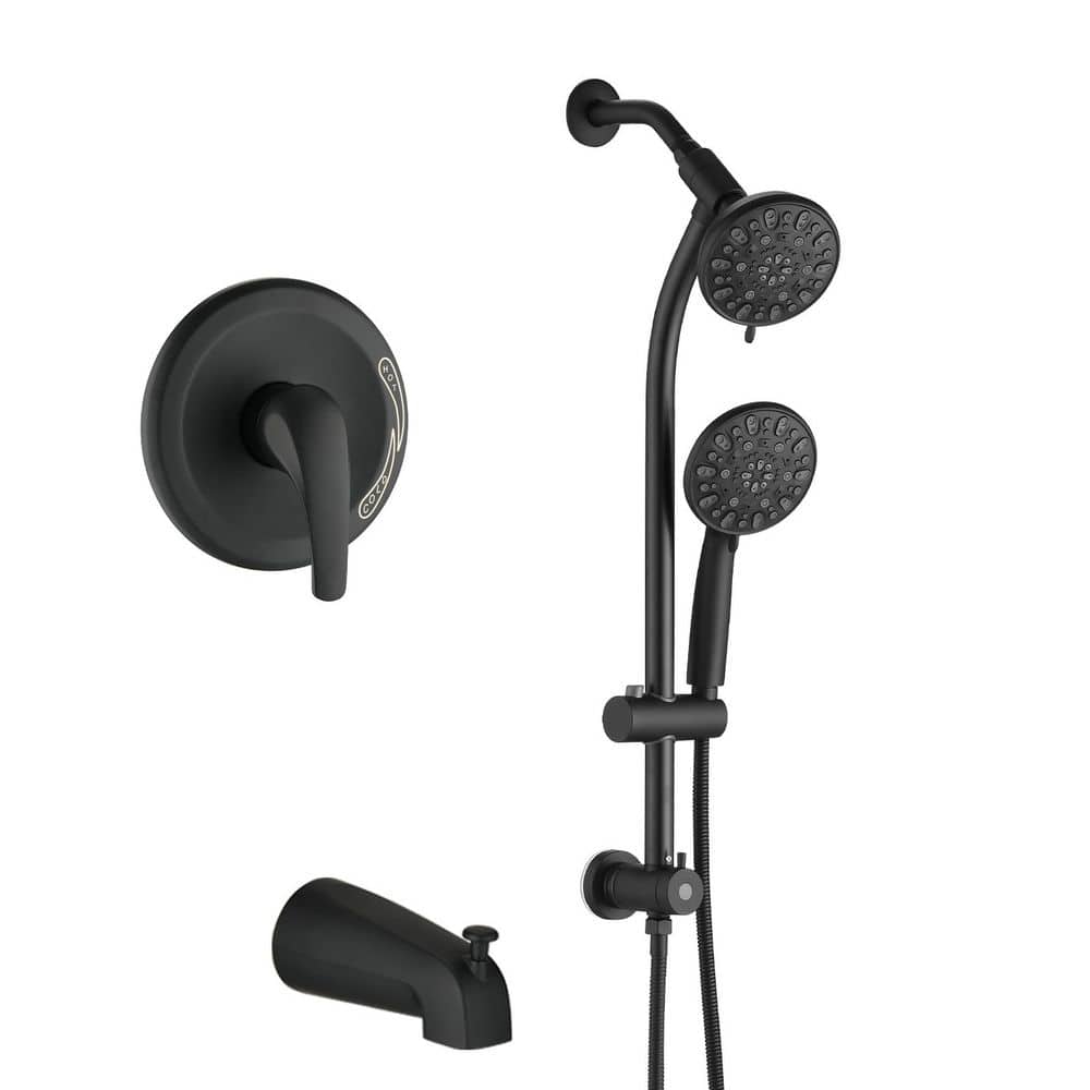 Single Handle 7-Spray Tub and Shower Faucet 1.8 GPM Wall Mount Shower System with Hand Shower Valve Included Matte Black price history on PriceWatchPro