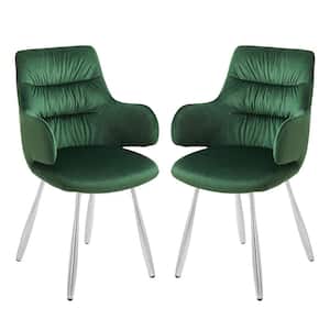 HUG Green Fabric Arm Chairs with Metal Legs, Set of 2