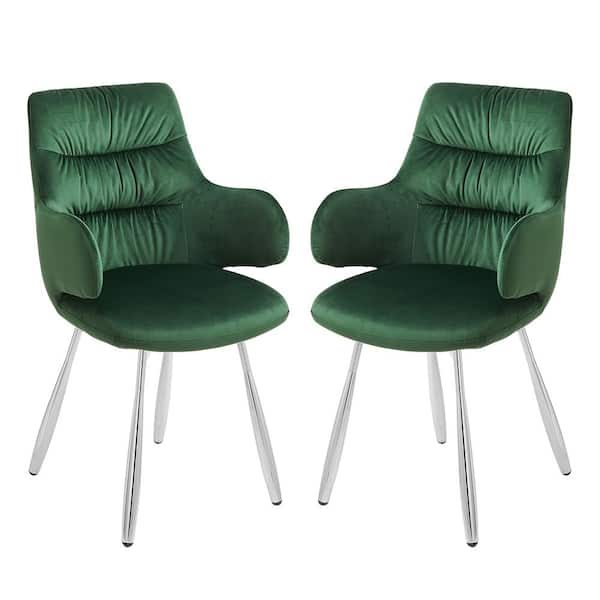 Art Leon HUG Green Fabric Arm Chairs with Metal Legs, Set of 2