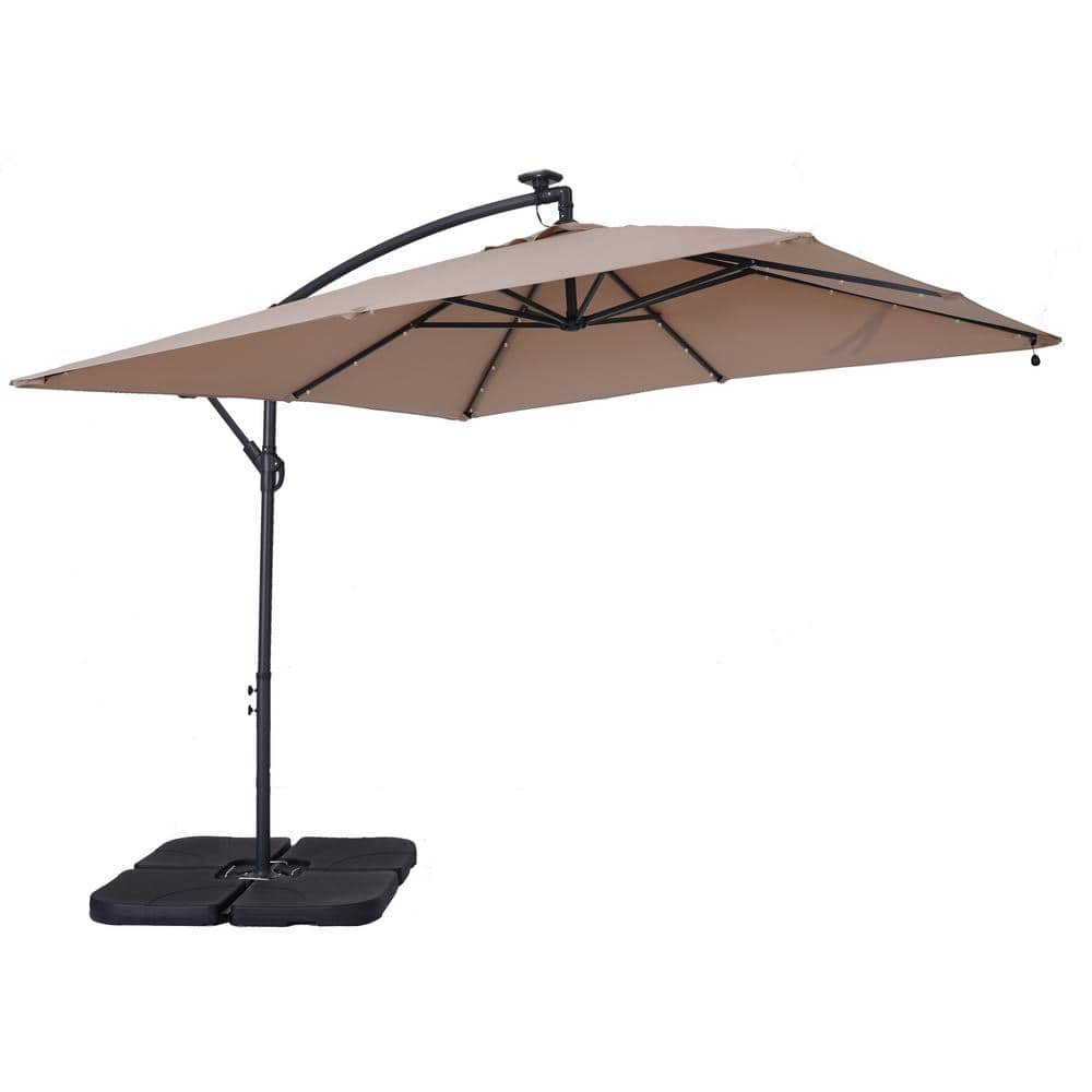 8.2 ft. x 8.2 ft. Square Cantilever Patio Umbrella in Sand Color 1 with ...