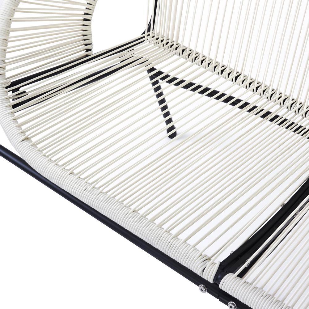White Wicker and Metal Two-Seater Outdoor Loveseat