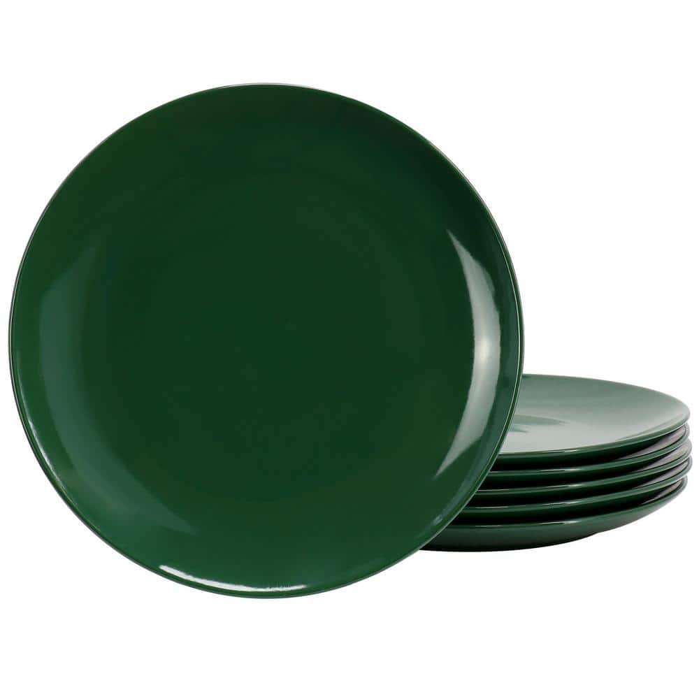 Gibson Display 6 Piece 10.5 Inch Stoneware Dinner Plate Set in Hunter Green 985121701M The