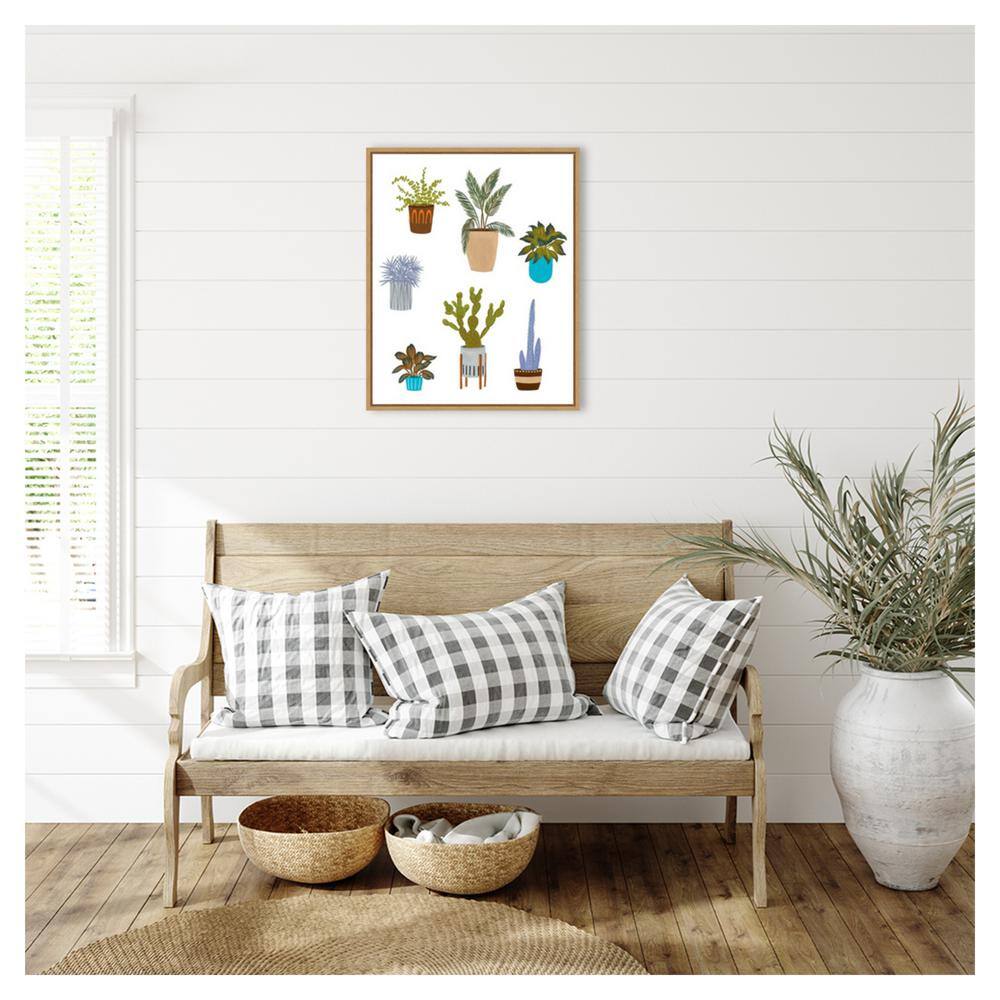 Houseplant Chart II Giclee Print on Canvas with Maple Frame