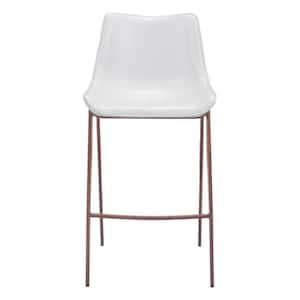 29.9 in. White Low Back Metal Bar Chair with Upholstery Seat Set of 2