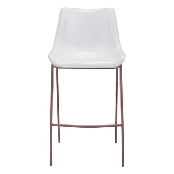 HomeRoots 29.9 in. White Low Back Metal Bar Chair with Upholstery Seat Set of 2
