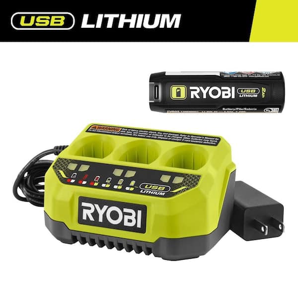 USB Lithium 3-Port Charger with FREE USB Lithium 2.0 Ah Lithium Rechargeable Battery