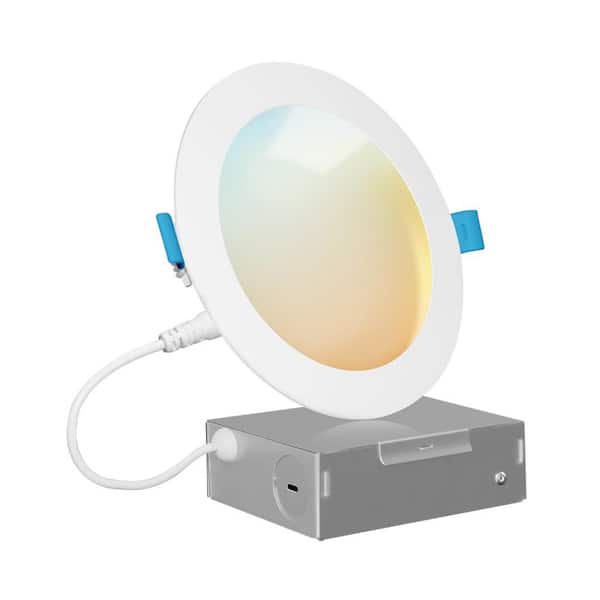 Euri Lighting 6 in. CCT Selectable New Construction or Remodel IC Rated Canless Recessed Integrated LED Kit, Energy Star and Dimmable