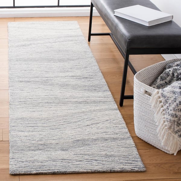 Metro 2 ft. x 12 ft. Gray/Ivory Abstract Waves Runner Rug