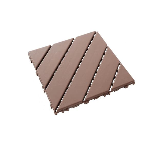 Tidoin Outdoor 1 ft. x 1 ft. Composite Interlocking Tile Deck Tile in Brown (44 Per Box)