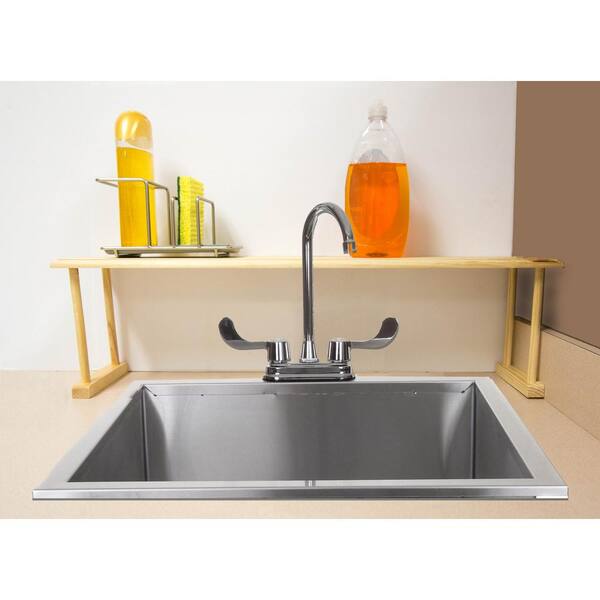 Home Basics 29.87 in. x 6.00 in. x 8.5 in. Over-the-Sink Wooden Shelf