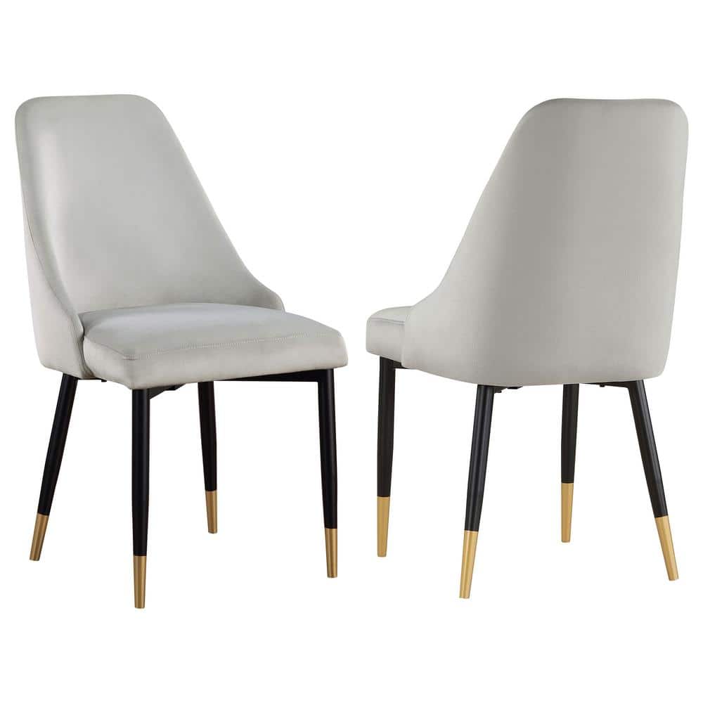 Gray Velvet Upholstered Side Chair with Metal Legs