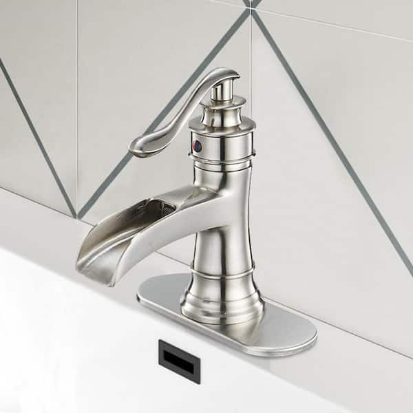 Sleek Stylish Single Hole Single-Handle Bathroom Faucet in Brushed Nickel(Valve Included)