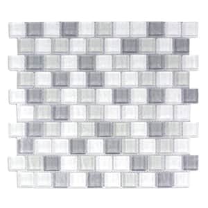 Southwestern Style Monte Sagro Gray Square Mosaic 3 in. x 3 in. Textured Glass Wall and Pool Tile Sample