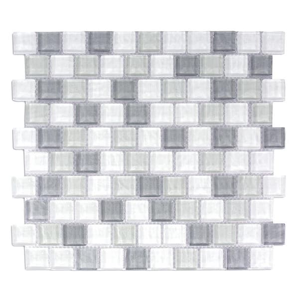 ABOLOS Southwestern Style Monte Sagro Gray Square Mosaic 3 in. x 3 in. Textured Glass Wall and Pool Tile Sample