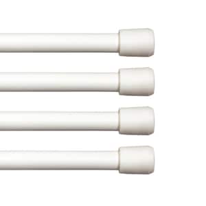 Fast Fit No Tools 18 in. - 28 in. Adjustable Spring Tension Curtain Rod, 7/16 in. Dia. in White, Set of 4