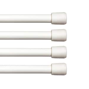 Fast Fit No Tools 18 in. - 28 in. Adjustable Spring Tension Curtain Rod, 7/16 in. Dia. in White, Set of 4