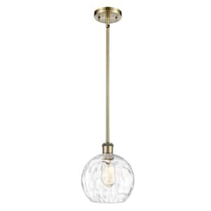 Athens Water Glass 60-Watt 1 Light Antique Brass Shaded Mini Pendant Light with Clear glass Clear Glass Shade