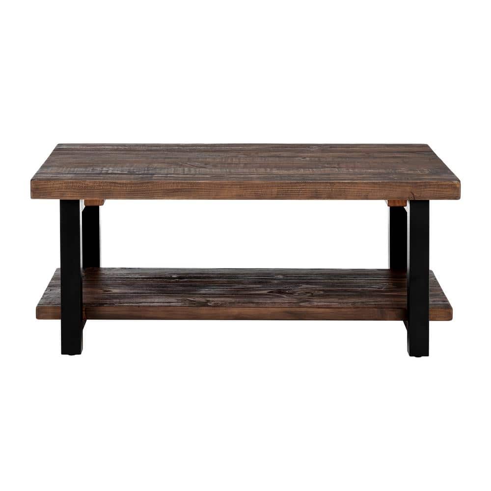 Pomona 42" Rustic Natural Wood and Metal Coffee Table