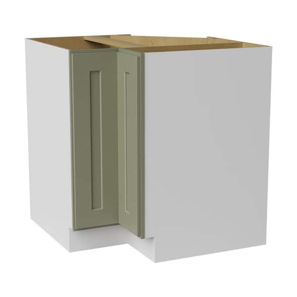 33 in. W x 24 in. D x 34.5 in. H Ready to Assemble Solid Wood Shaker Base Lazy Susan Kitchen Cabinet in Sage Green