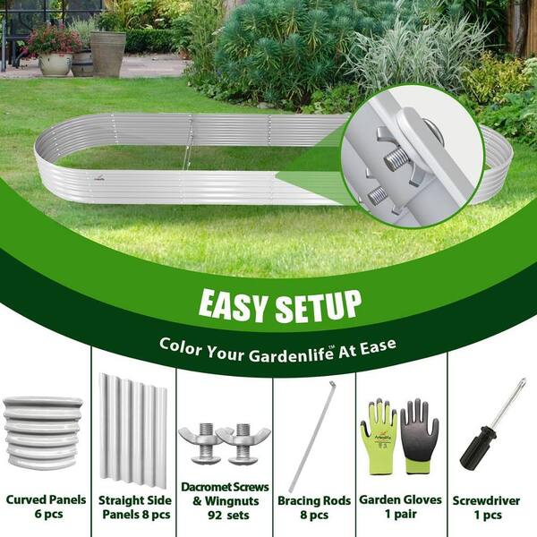 White 144 in. x 36 in. x 18 in. Oval Galvanized Steel Outdoor