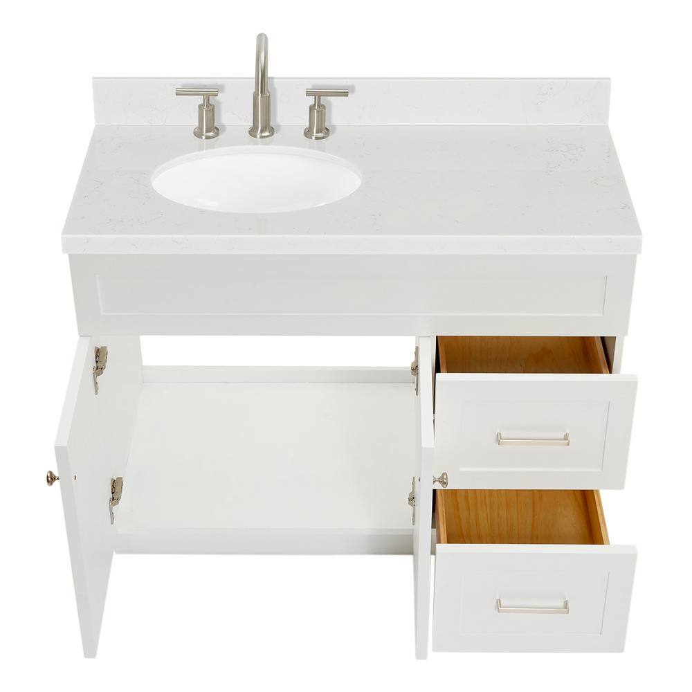 Hamlet 42" White Quartz Single Basin Freestanding Vanity Set