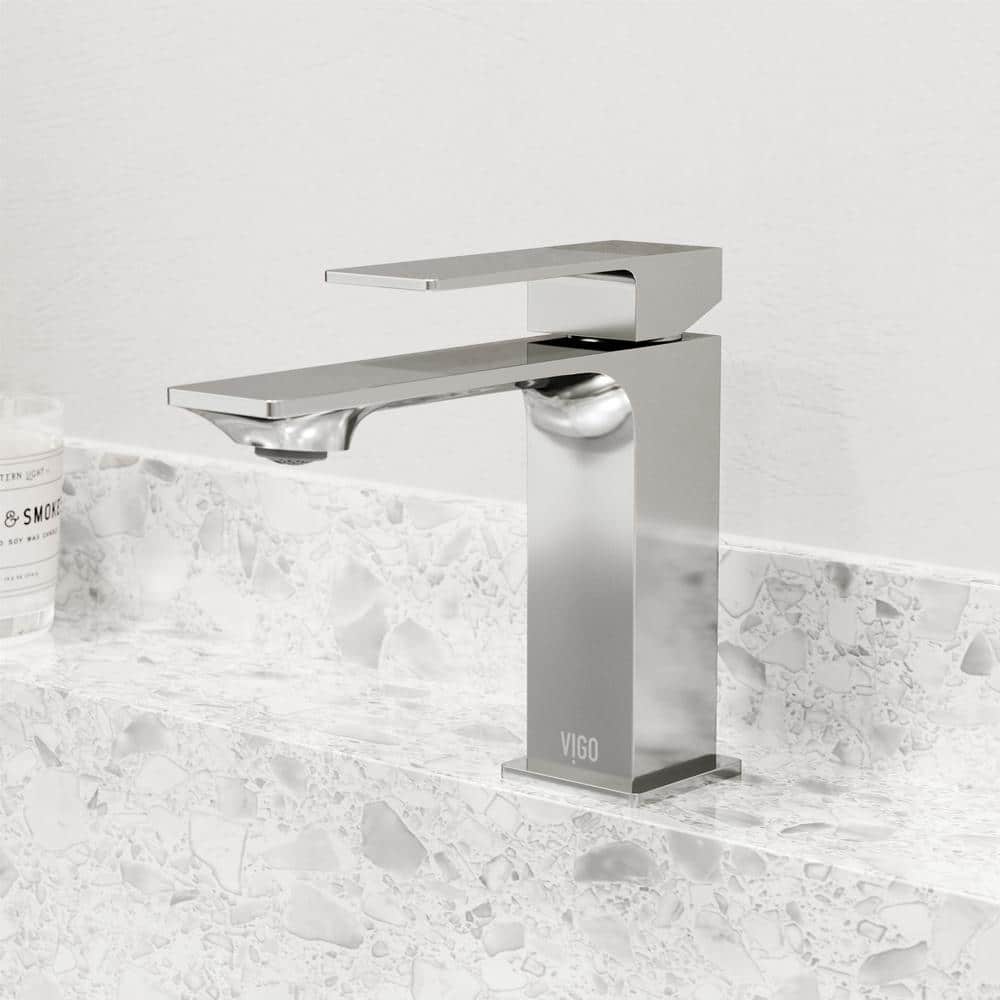 Dunn Chrome Rectangular High-Spout Single-Handle Bathroom Faucet
