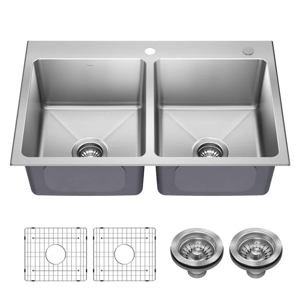 Fairlane 33-Inch Stainless Steel Double Bowl Kitchen Sink