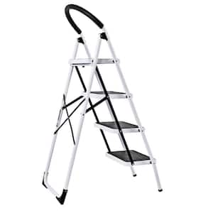 4.58 ft. Anti-Slip Metal Foldable 4 Step Stool Ladder Stand, 10 ft. Reach Height, 330 lbs. Load Capacity