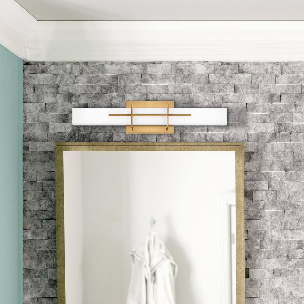Gemini Aged Brass 22.5" LED Bath Vanity Light with Opal Glass Shade