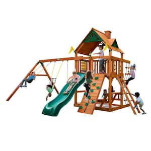 Chateau Wooden Swing Set with Slide and Picnic Table