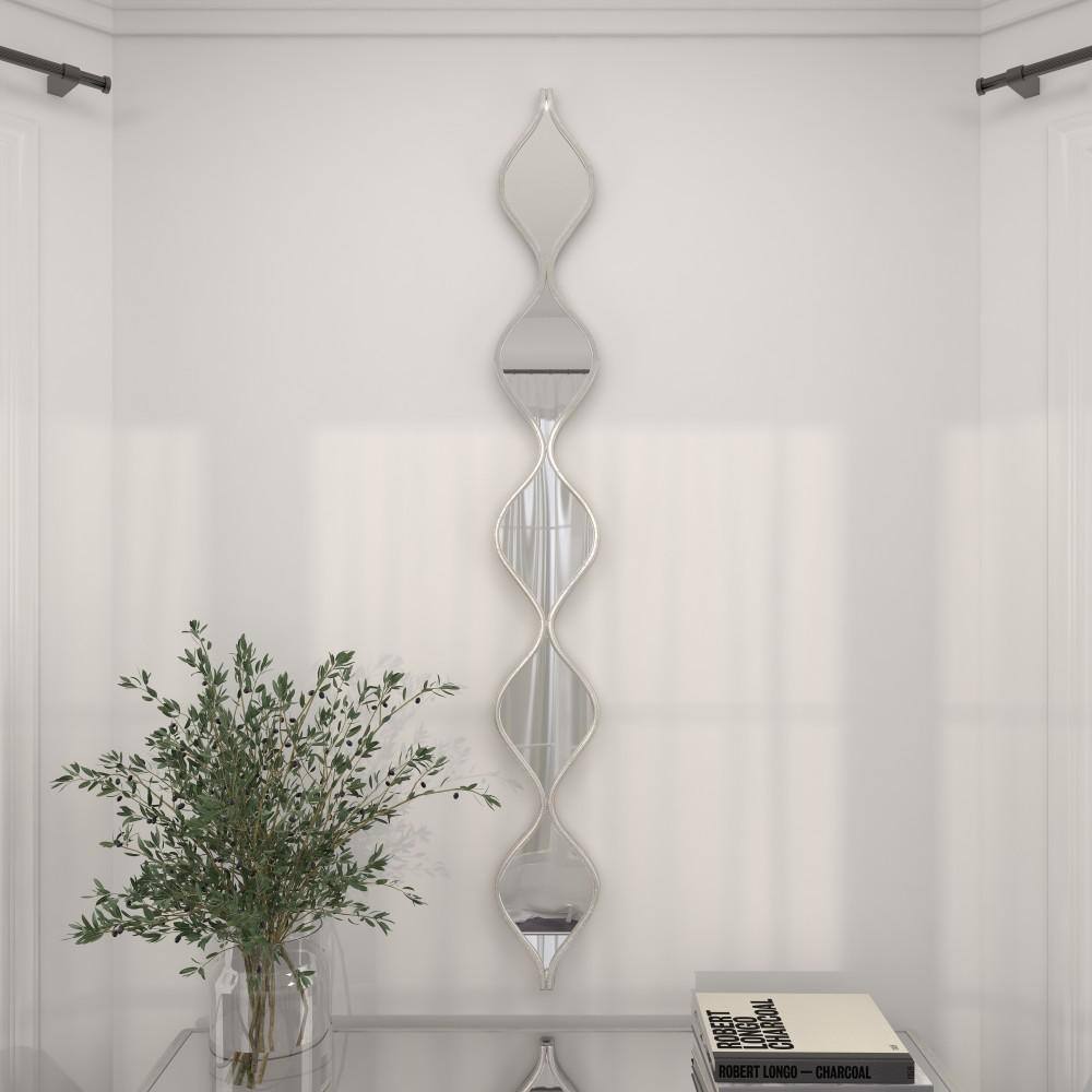 Silver Slim Stacked Chain Geometric Wall Mirror 7" x 58"