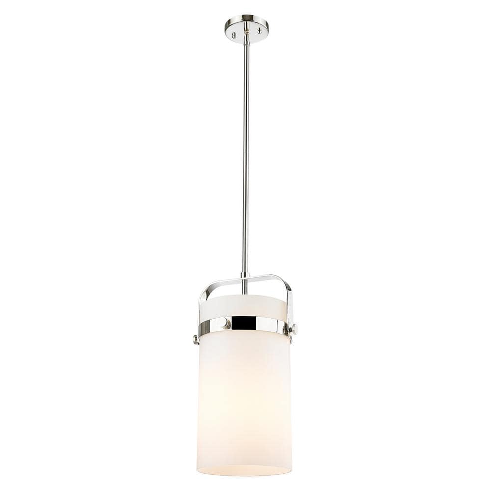 Pilaster 100-Watt 1-Light Polished Nickel Shaded Mini Pendant Light with Painted Glass Shade price history on PriceWatchPro