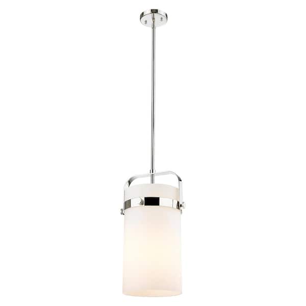 Innovations Pilaster 100-Watt 1-Light Polished Nickel Shaded Mini Pendant Light with Painted Glass Shade