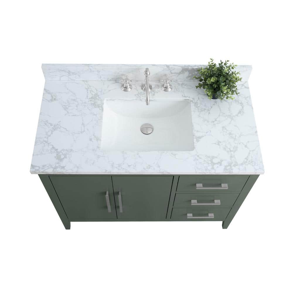 Vintage Green 42" Single Bathroom Vanity with Engineered Marble Top