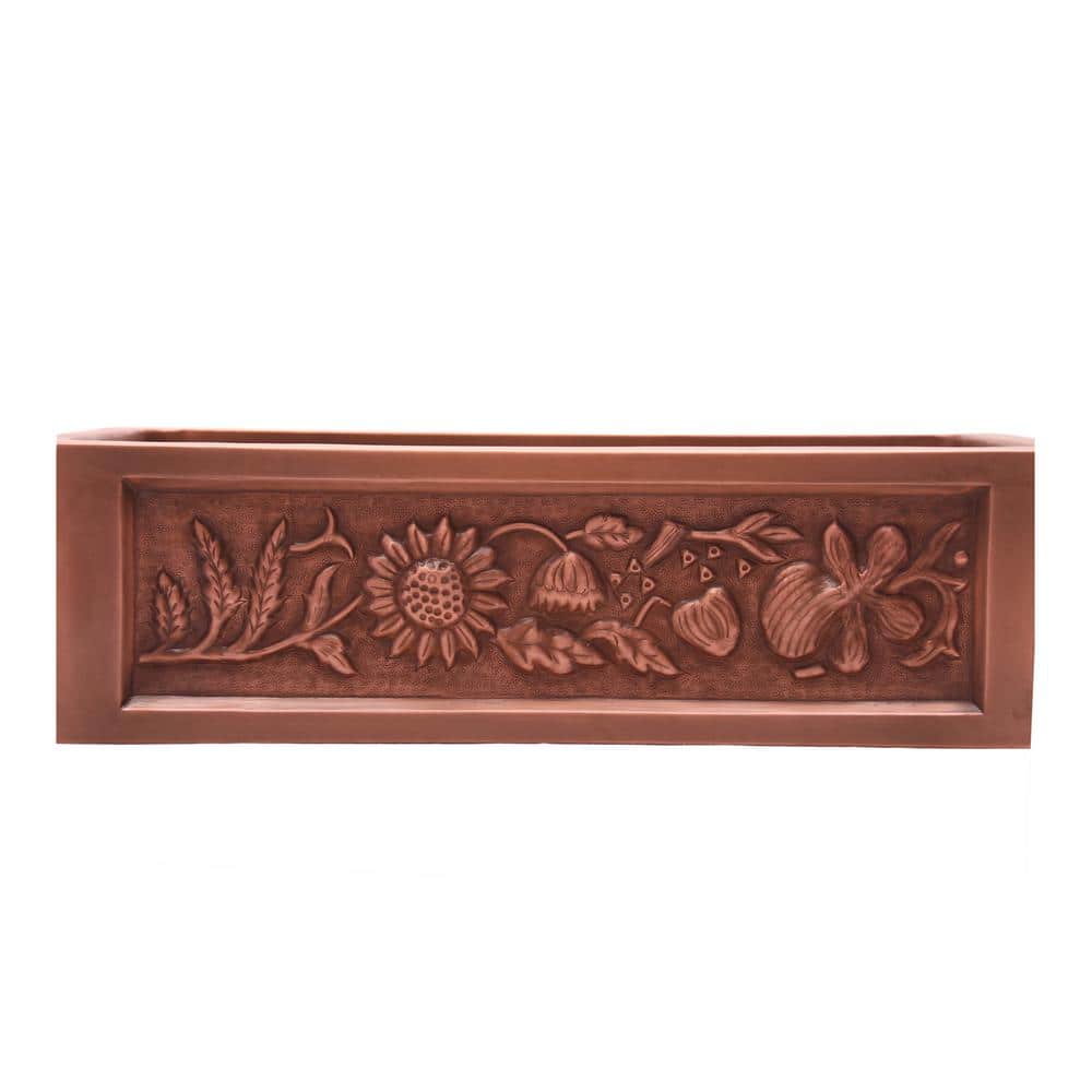 Sunflower Embossed Copper 30'' Farmhouse Single Bowl Sink