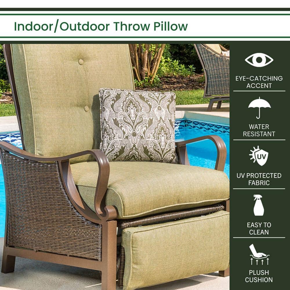 Vintage Meadow Green Indoor/Outdoor Square Throw Pillow
