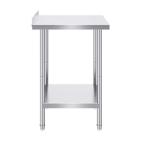 SVOPES 24 x 24 x 36 in. Stainless Steel Work Table, Commercial Kitchen Prep Table Heavy Duty Adjustable Height Worktable