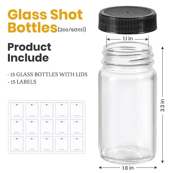 Davash Inc Set of 15 Clear Glass Drink Coaster Mini Bottles 2 oz