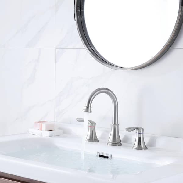 Staykiwi 8 in. Widespread Double Handle Bathroom Faucet in Brushed Nickel