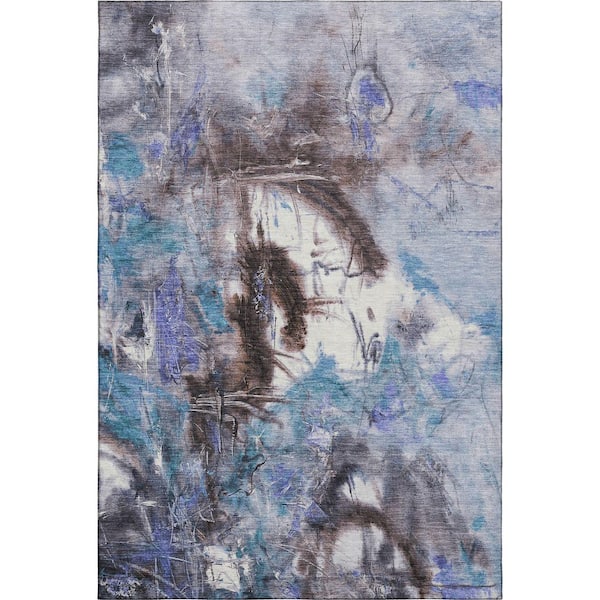 Mayfield Premium Machine Washable Abstract AMF2202 Lavender 3 ft. x 4 ft. Area Rug