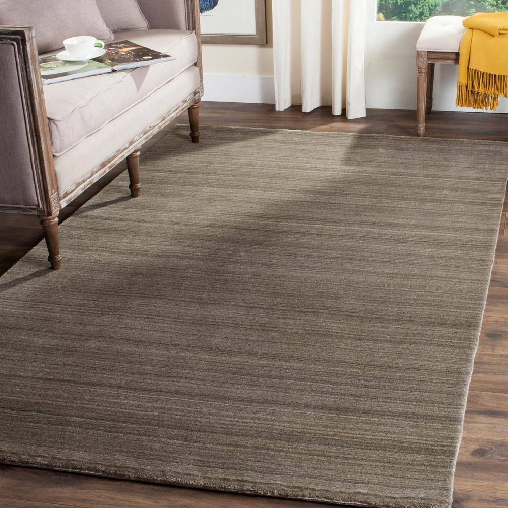 Pewter Hand-Knotted Wool Rectangular Area Rug 6' x 9'
