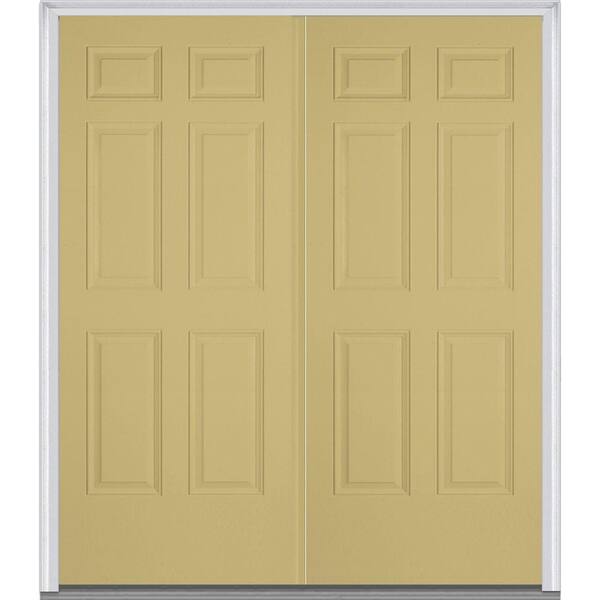 MMI Door 60 in. x 80 in. Classic Right-Hand Inswing 6-Panel Painted Fiberglass Smooth Prehung Front Door with Brickmould