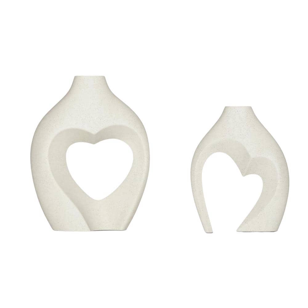 Afoxsos Heart Shaped Ceramic, Minimalist Decorative Vase Set