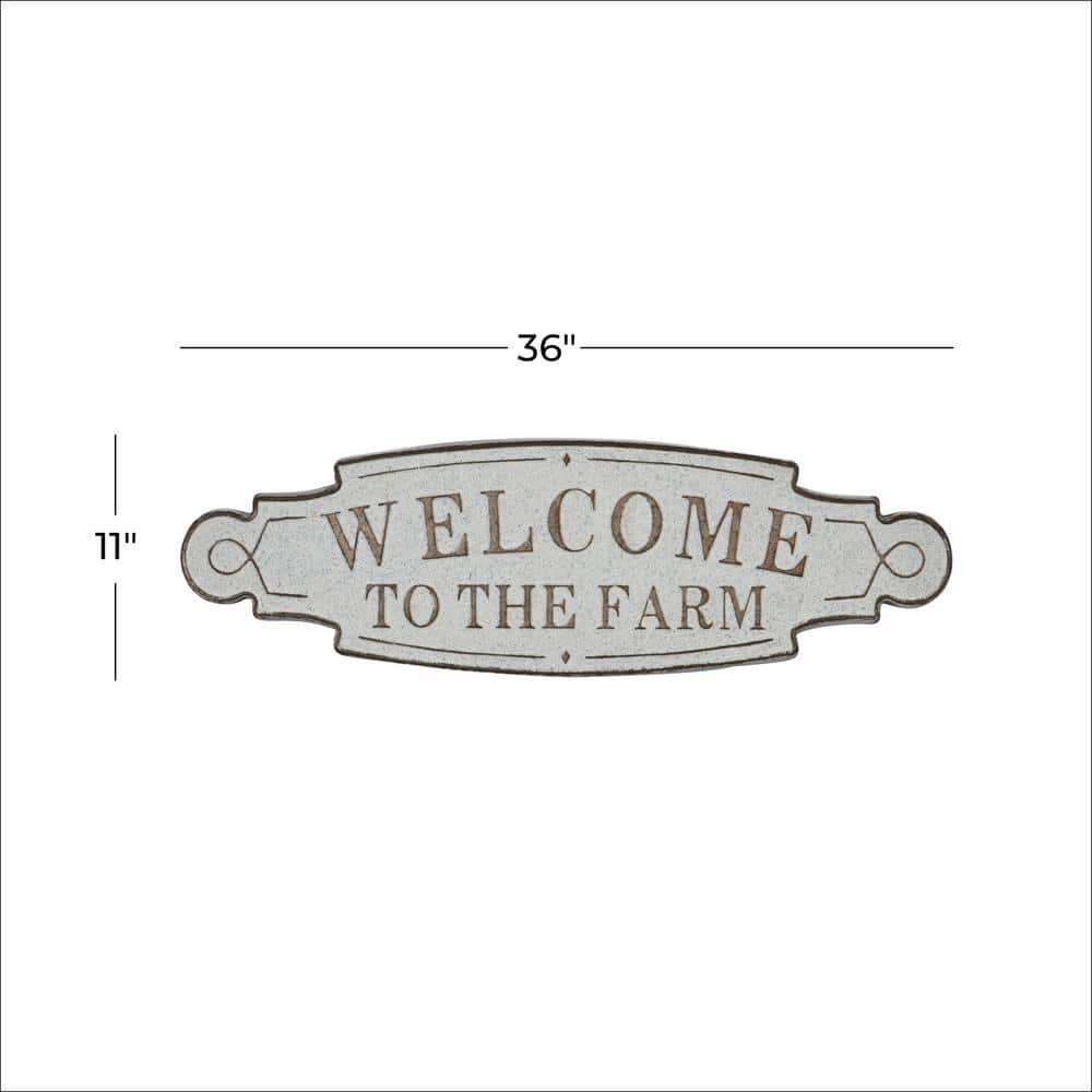 Rustic Beige and Off-White Iron Farmhouse Welcome Sign