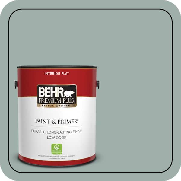 BEHR PREMIUM PLUS 1 gal. #490F-4 Gray Morning Flat Low Odor Interior Paint & Primer