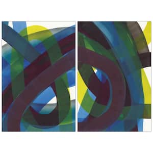 "Pigment Play" Unframed Free Floating Tempered Glass Panel Graphic Abstract Print Wall Art 48 in. x 32 in. (Set of 2)