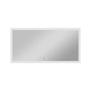 72 in. W x 36 in. H Rectangular Frameless Super Bright Dimmable Anti-Fog Wall Bathroom Vanity Mirror in Silver