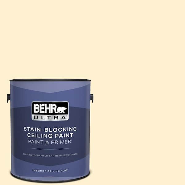1 gal. #350A-2 Vanilla Milkshake Ceiling Flat Interior Paint with Primer