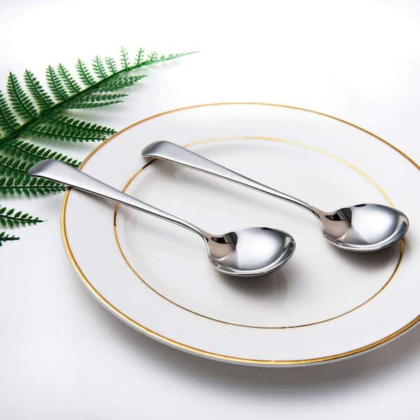 KHKFY 6-Inch Small Stainless Steel Soup Spoons Set of 4 with